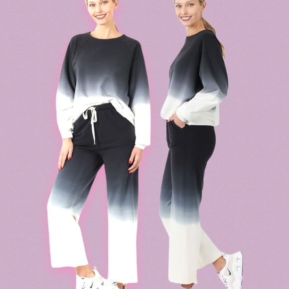 ❌DONATED❌Black French Terry Ombré Dip Dyed Raglan Sleeve Top - Picture 2 of 10